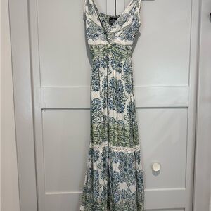 Angie Blue and Green Floral Maxi Dress